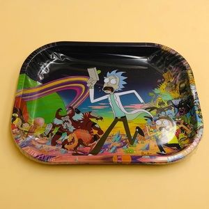 Small unique metal rolling tray Rick & Morty
